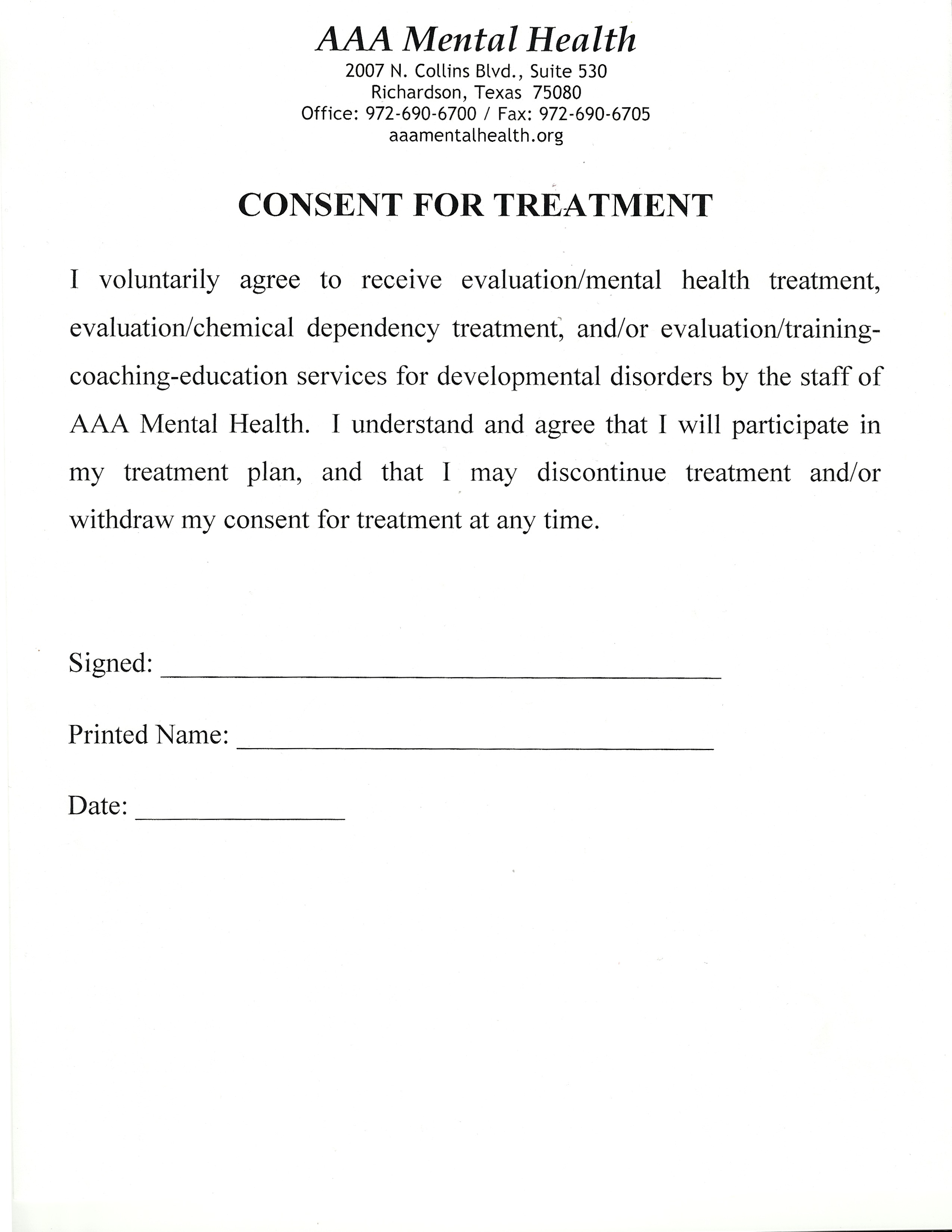 Medical Consent Form For Adults templates free printable