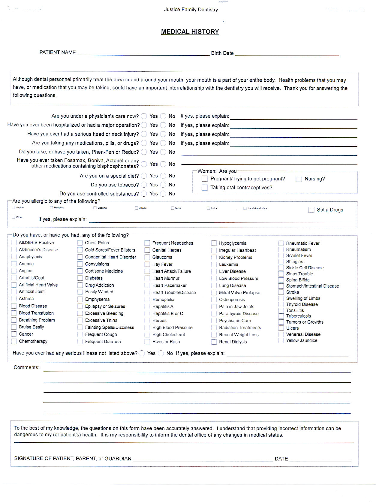 Patient Health History Form Template from www.templatefreeprintable.com