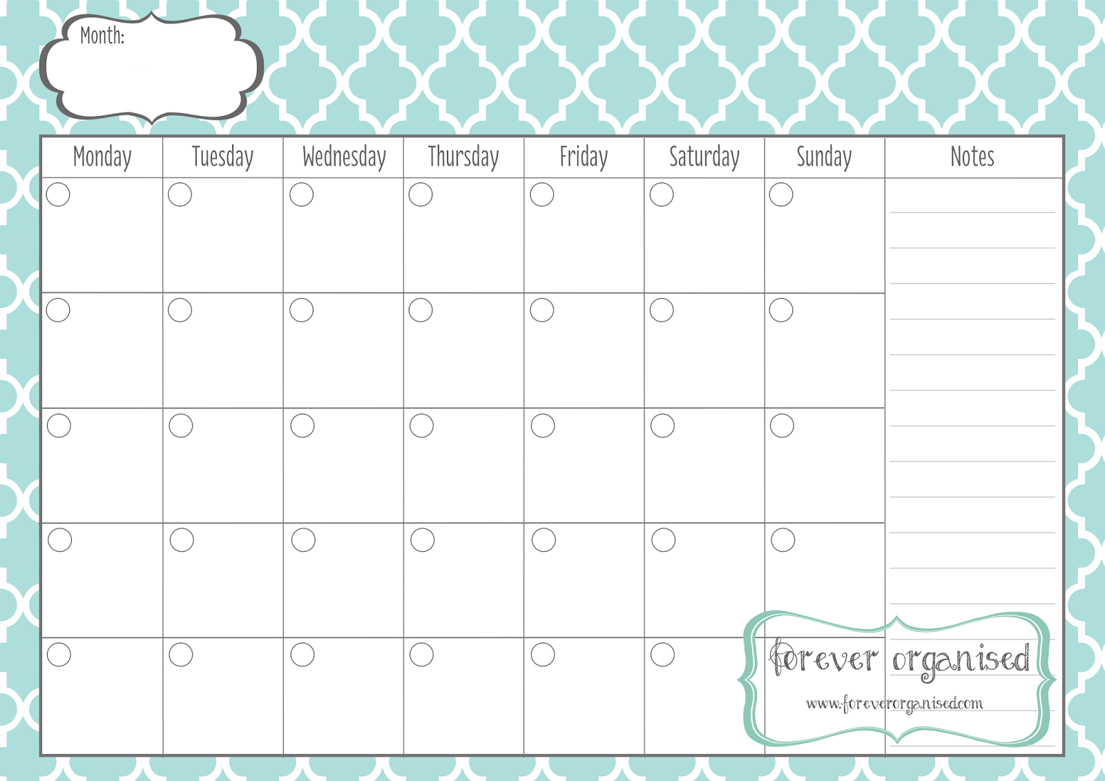 Monthly Calendar To Print Templates Free Printable