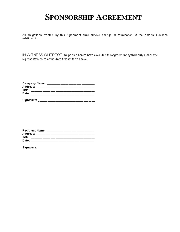 Sponsorship Invoice Template Word