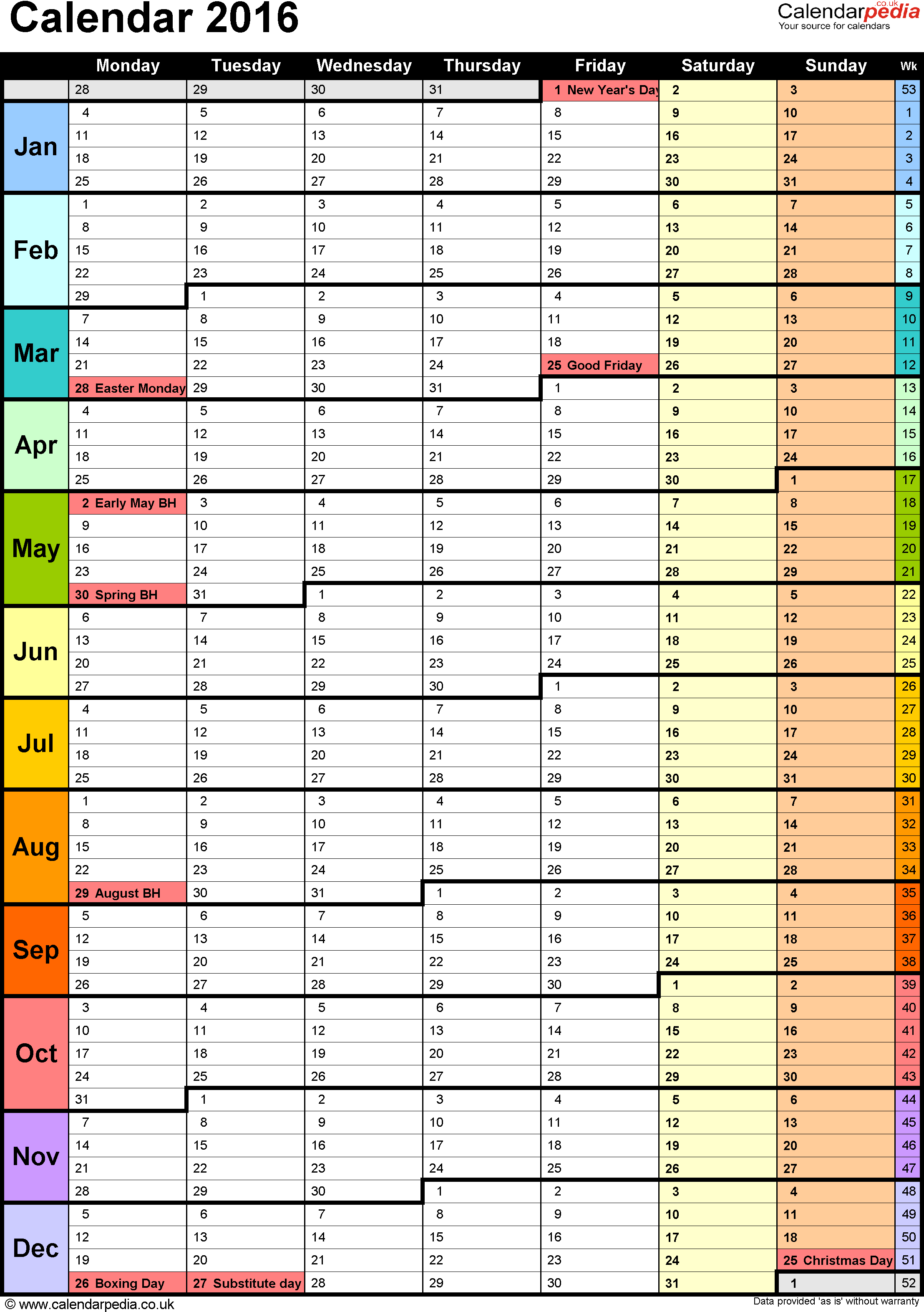 Yearly Calendar Template