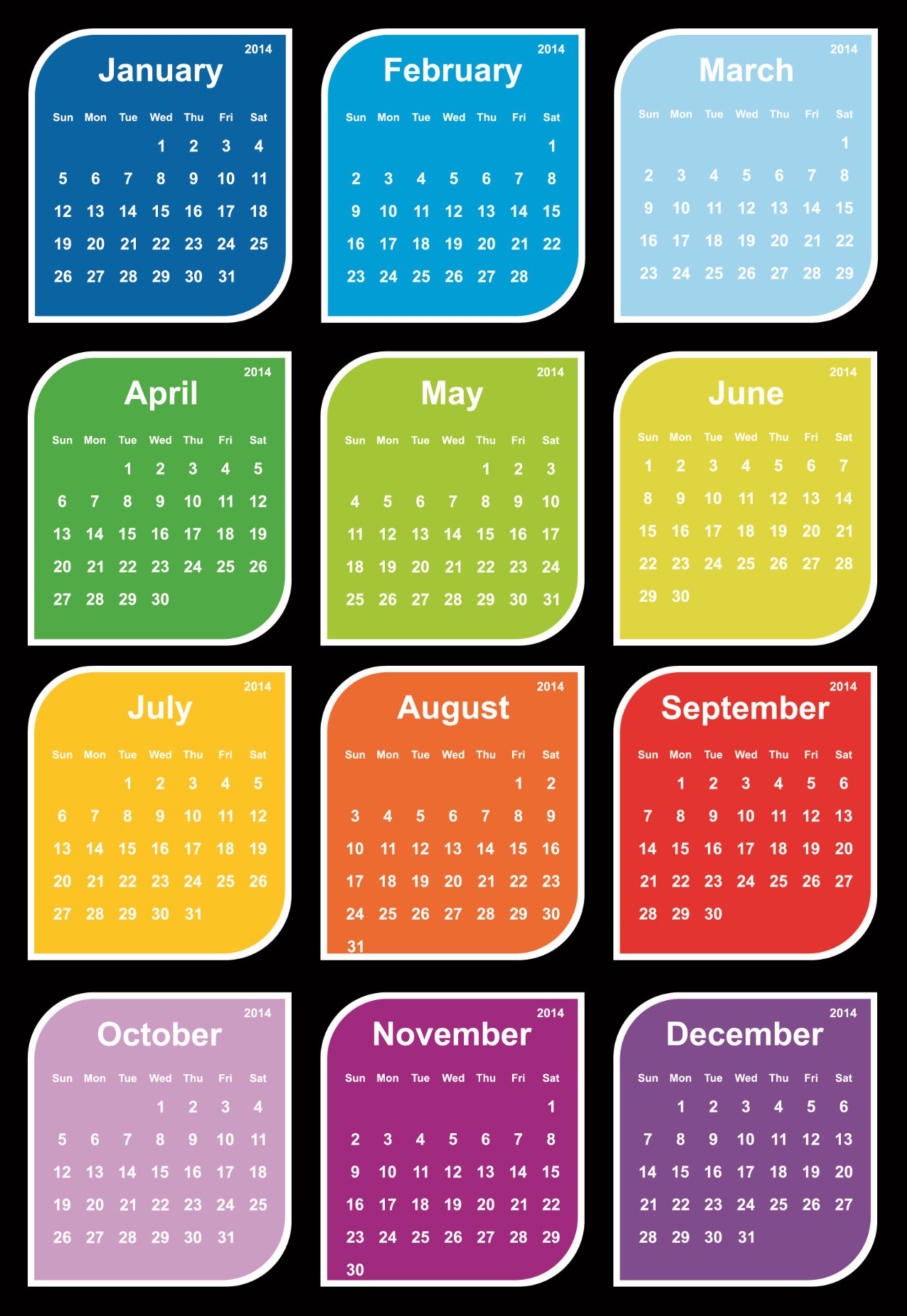 12 months calendar | 2017 calendar with holidays