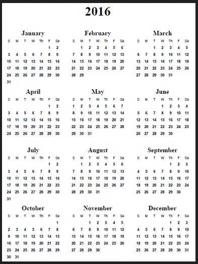 12 Months Calendar | yearly calendar printable