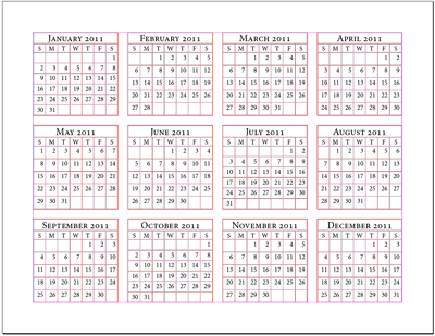 Example 12 Month Single Page Calendar Example 12 Month Single Page Calendar