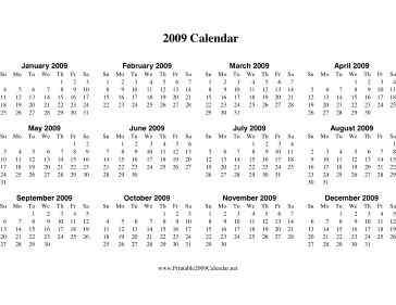 Printable 2009 Calendar