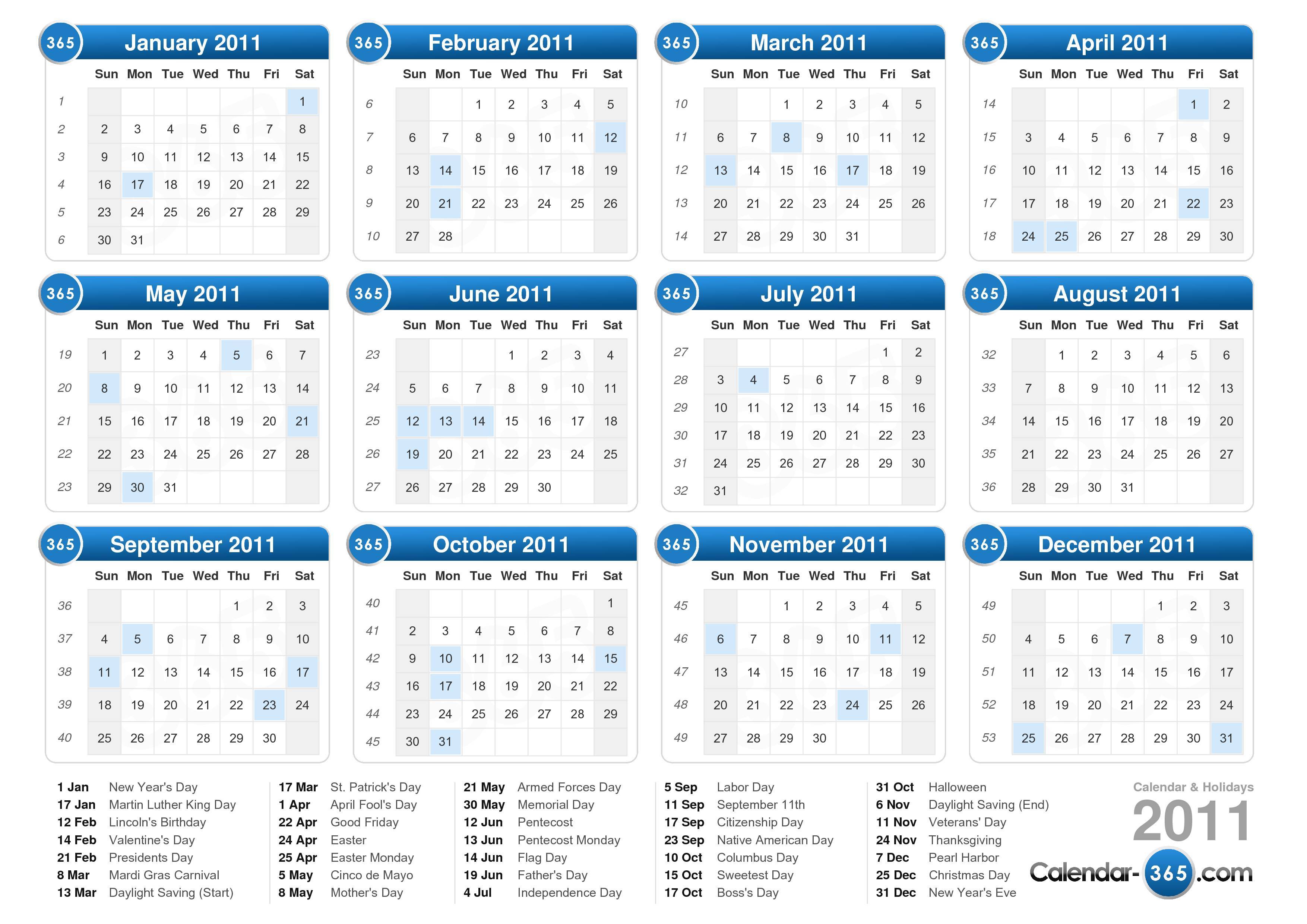 2011 Calendar 2011 Calendar