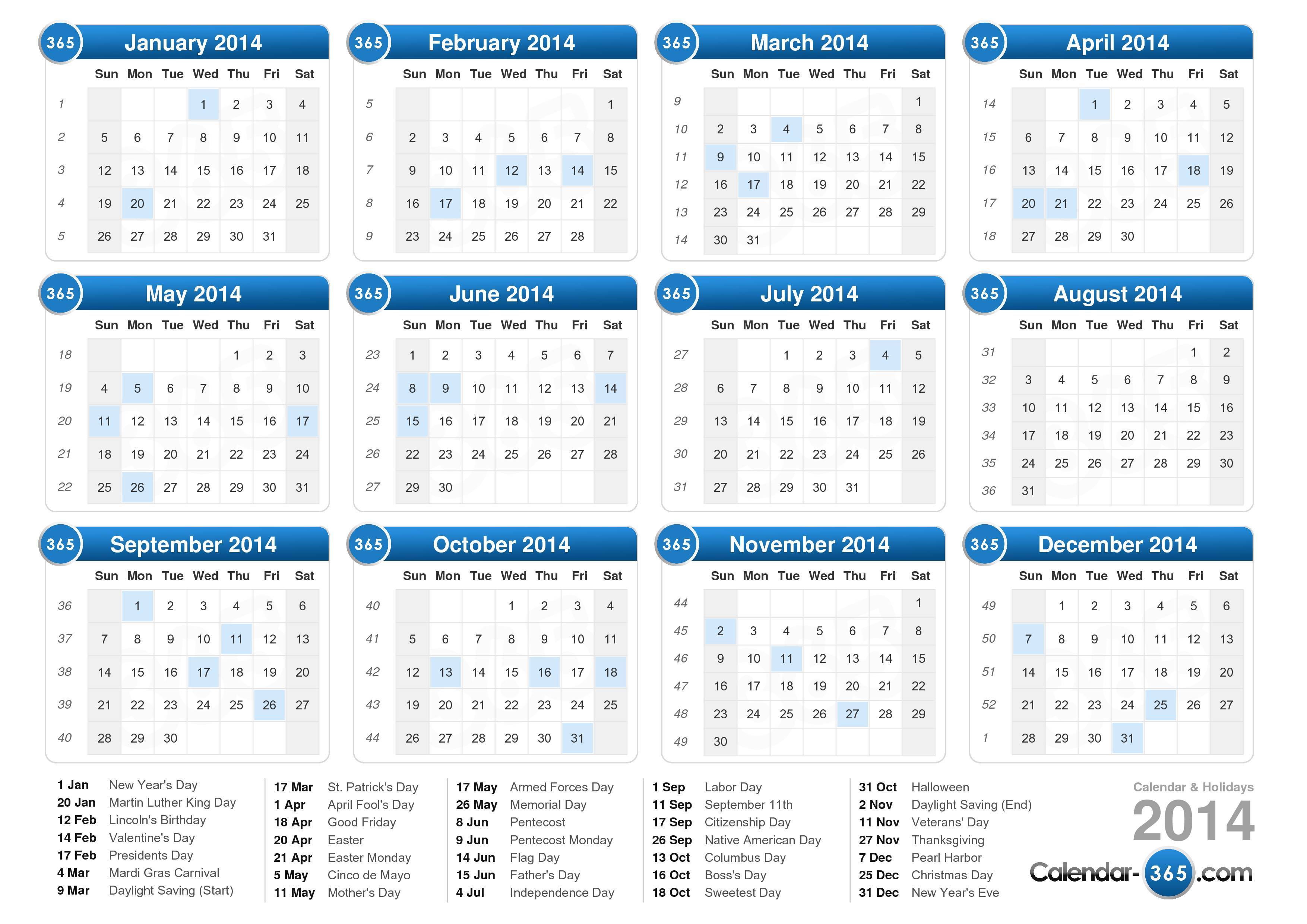 Calendar 2014 — Stock Vector © radub85 #20718439