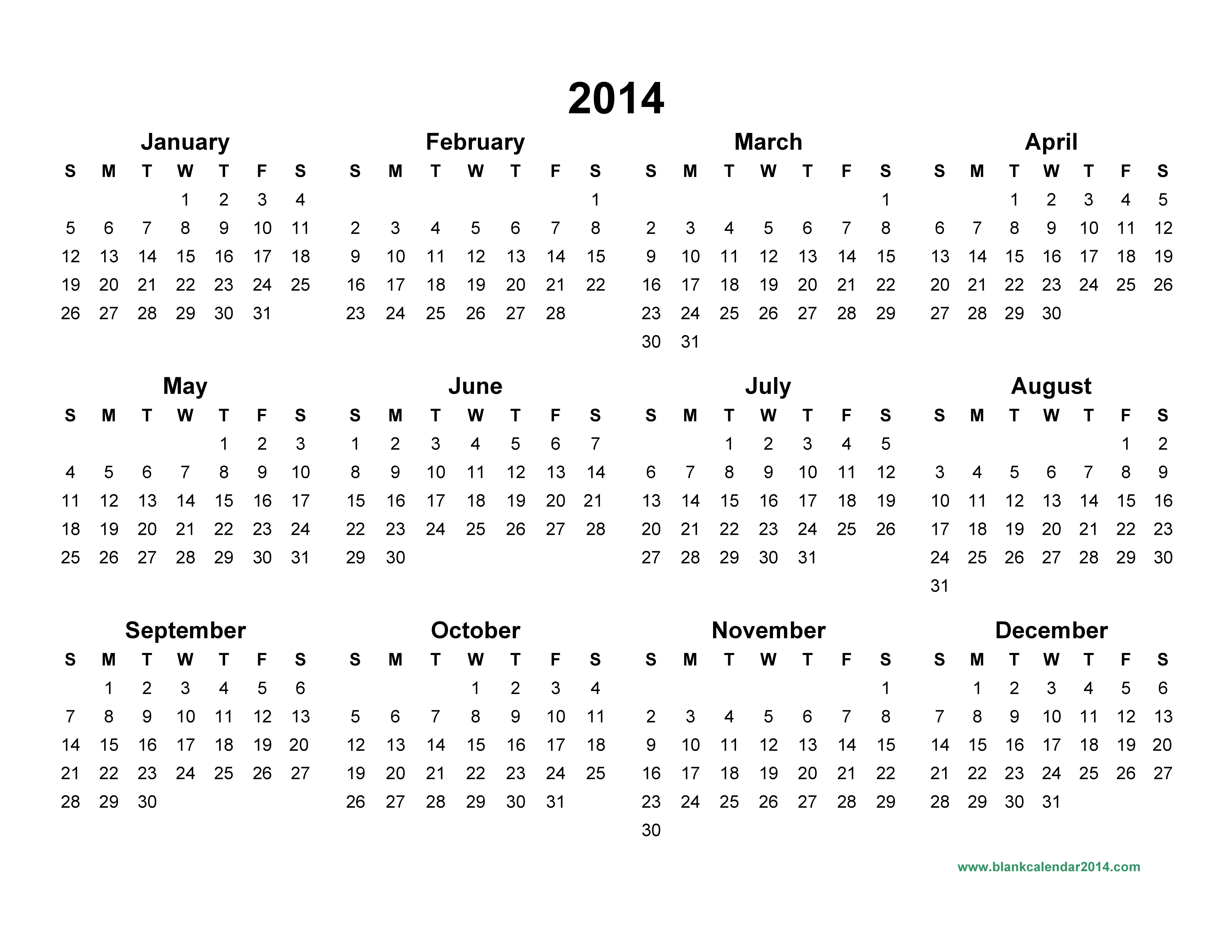 2014 Calendar Pdf | yearly calendar printable