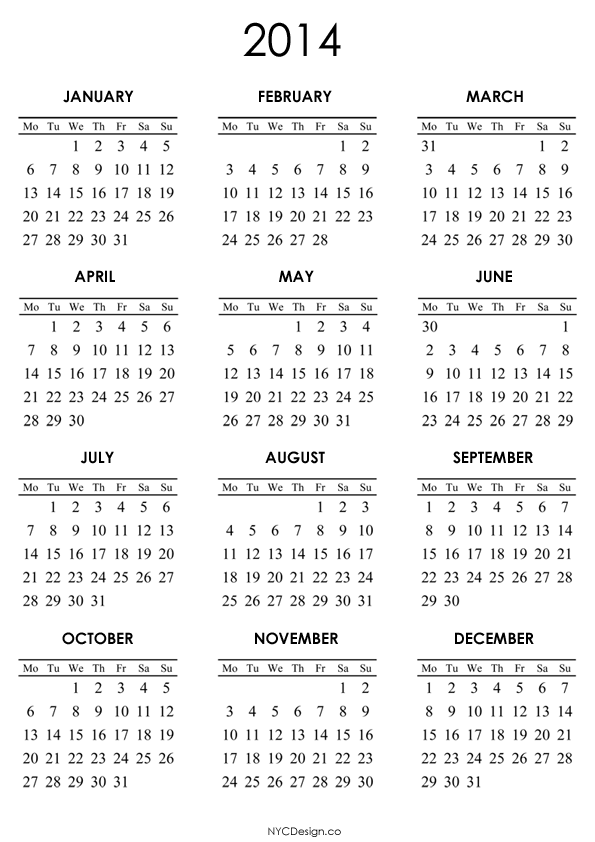 2014 Calendar Printable | yearly calendar printable 2014 Calendar Printable | yearly calendar printable