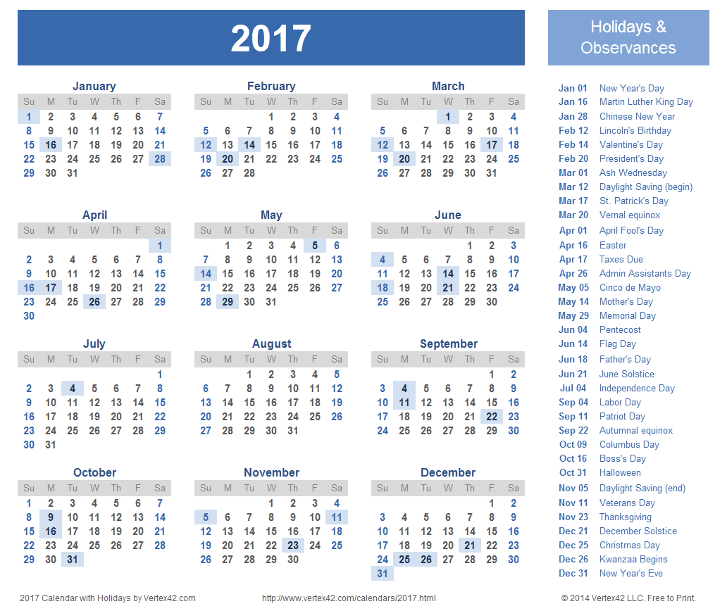 2017 Calendar Canada | weekly calendar template
