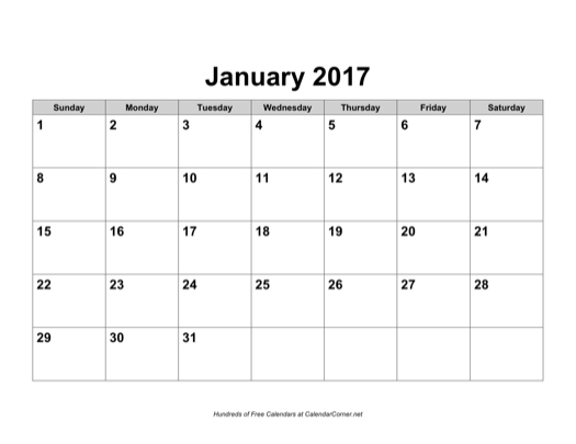 February 2017 calendar for word