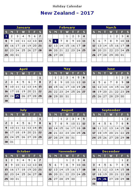 2017 Calendar Nz Template | printable calendar templates