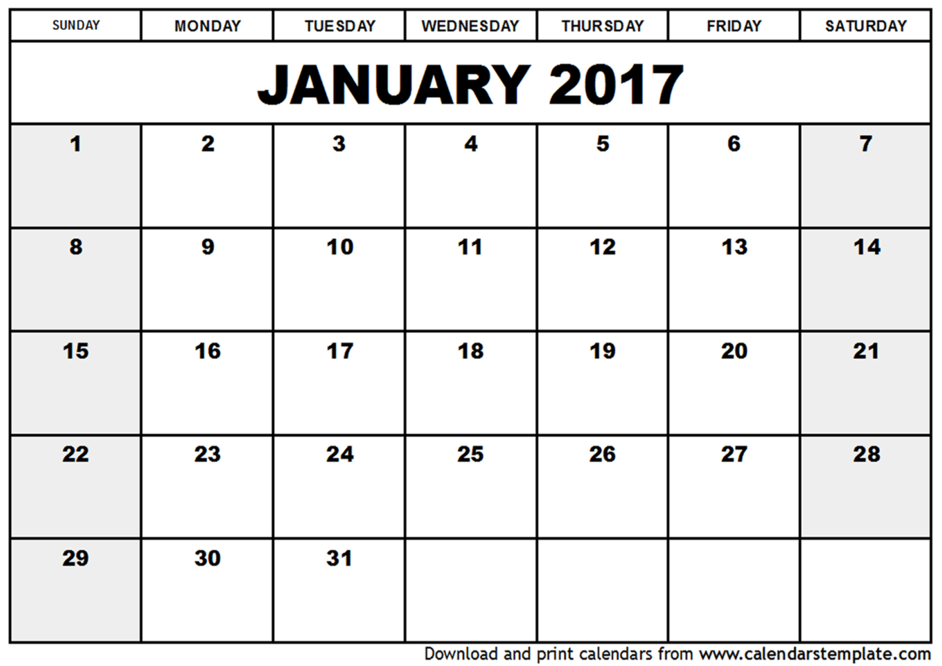 Free Printable January 2017 Calendar Word PDF Doc Excel Notes Free Printable January 2017 Calendar Word PDF Doc Excel Notes