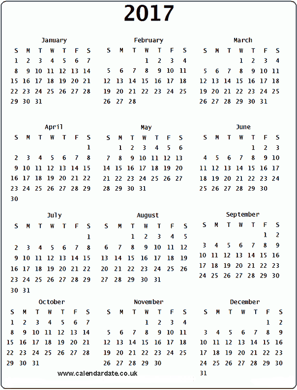 2017 Calendar 2017 Calendar