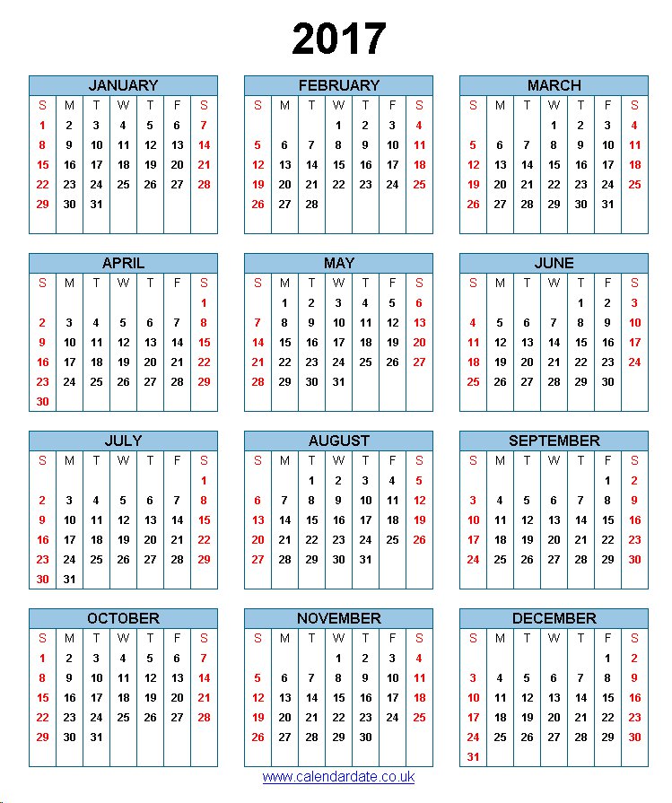 2017 Calendar UK 2017 Calendar UK