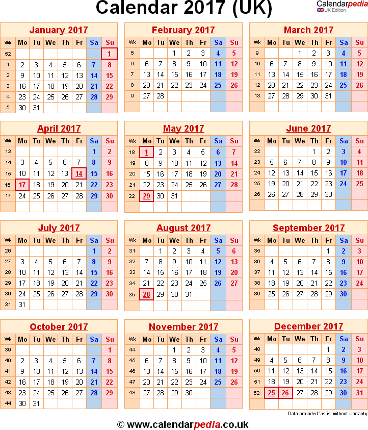 Calendar 2017 UK with bank holidays & Excel/PDF/Word templates Calendar 2017 UK with bank holidays & Excel/PDF/Word templates