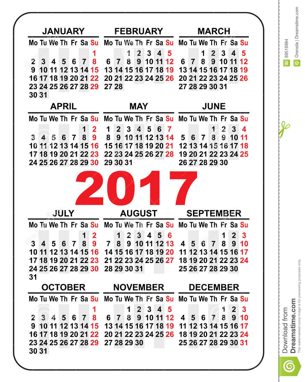 2017 Pocket Calendar Printable | yearly calendar printable