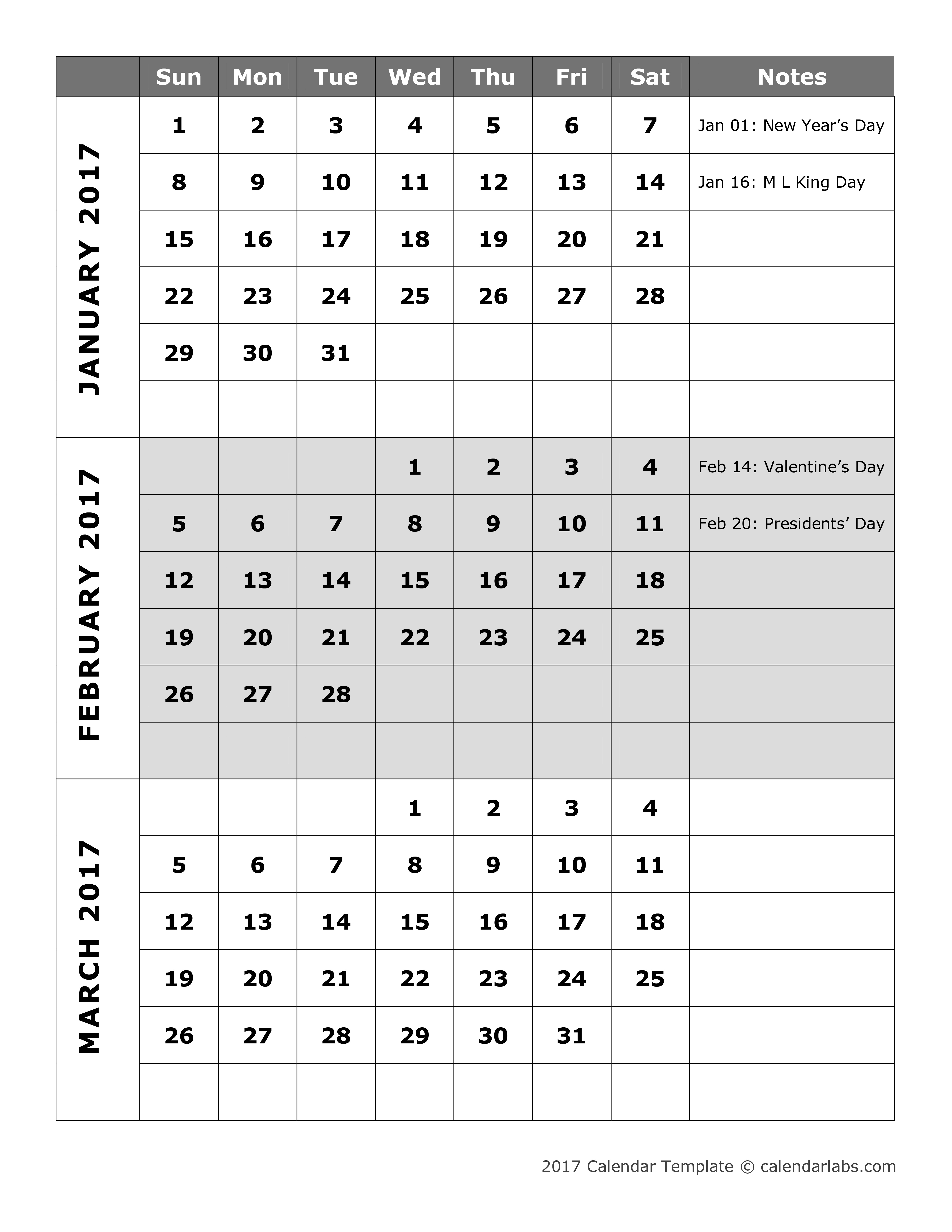 2017 Quarterly Calendar With Holidays Free Printable Templates 2017 Quarterly Calendar With Holidays Free Printable Templates