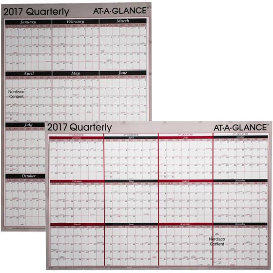 At A Glance A123, 2017 Quarterly Erasable Wall Calendar, 24 x 36 
