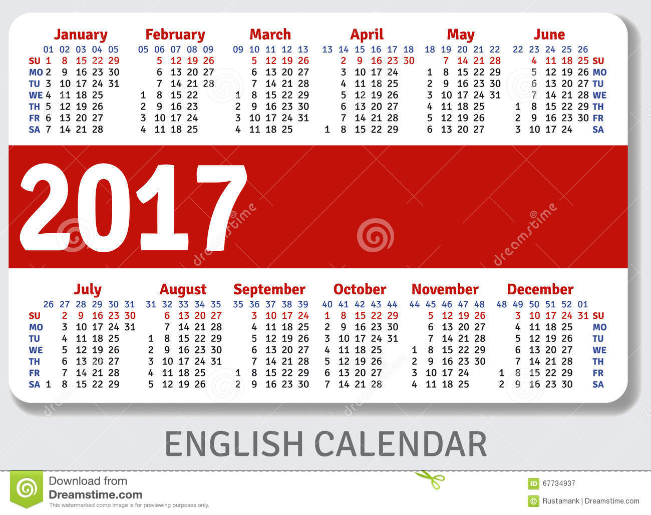 2017 Pocket Calendar | 2017 calendar with holidays