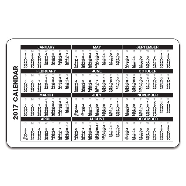 2017 Wallet Calendar | yearly calendar template