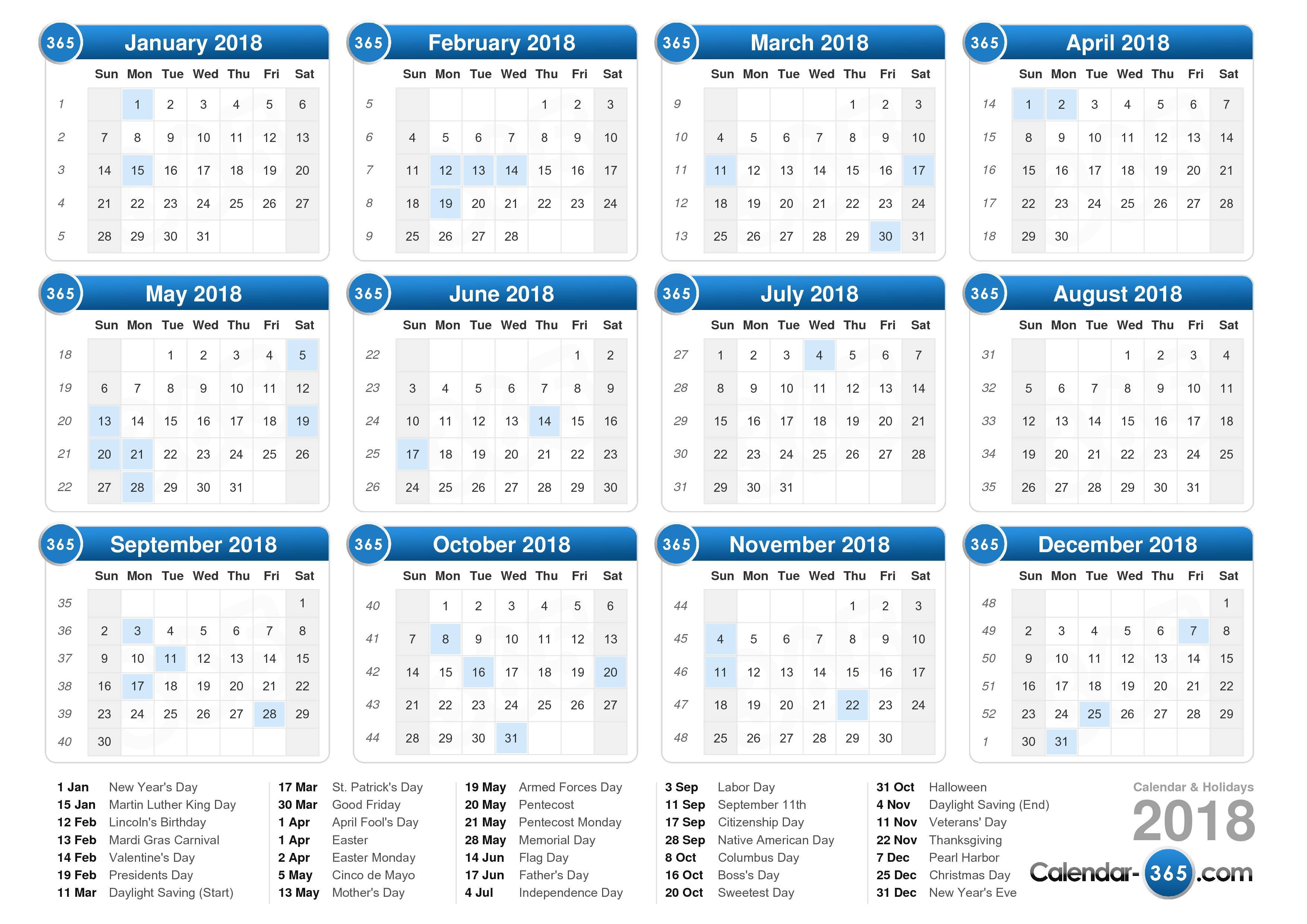 2018 Calendar By Month | 2017 calendar with holidays 2018 Calendar By Month | 2017 calendar with holidays