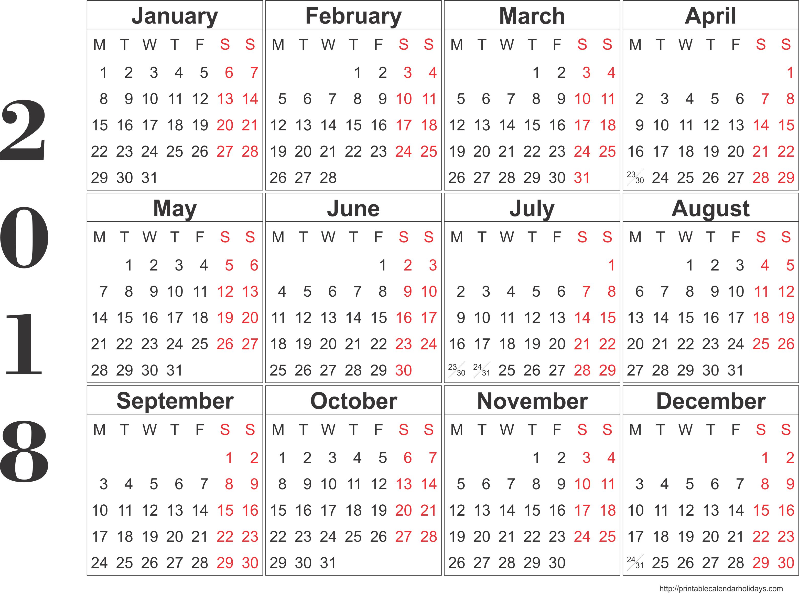Download 2018 Printable Calendars
