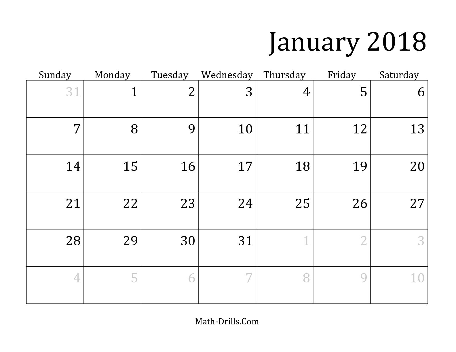 2018 Calendar Monthly | yearly calendar printable
