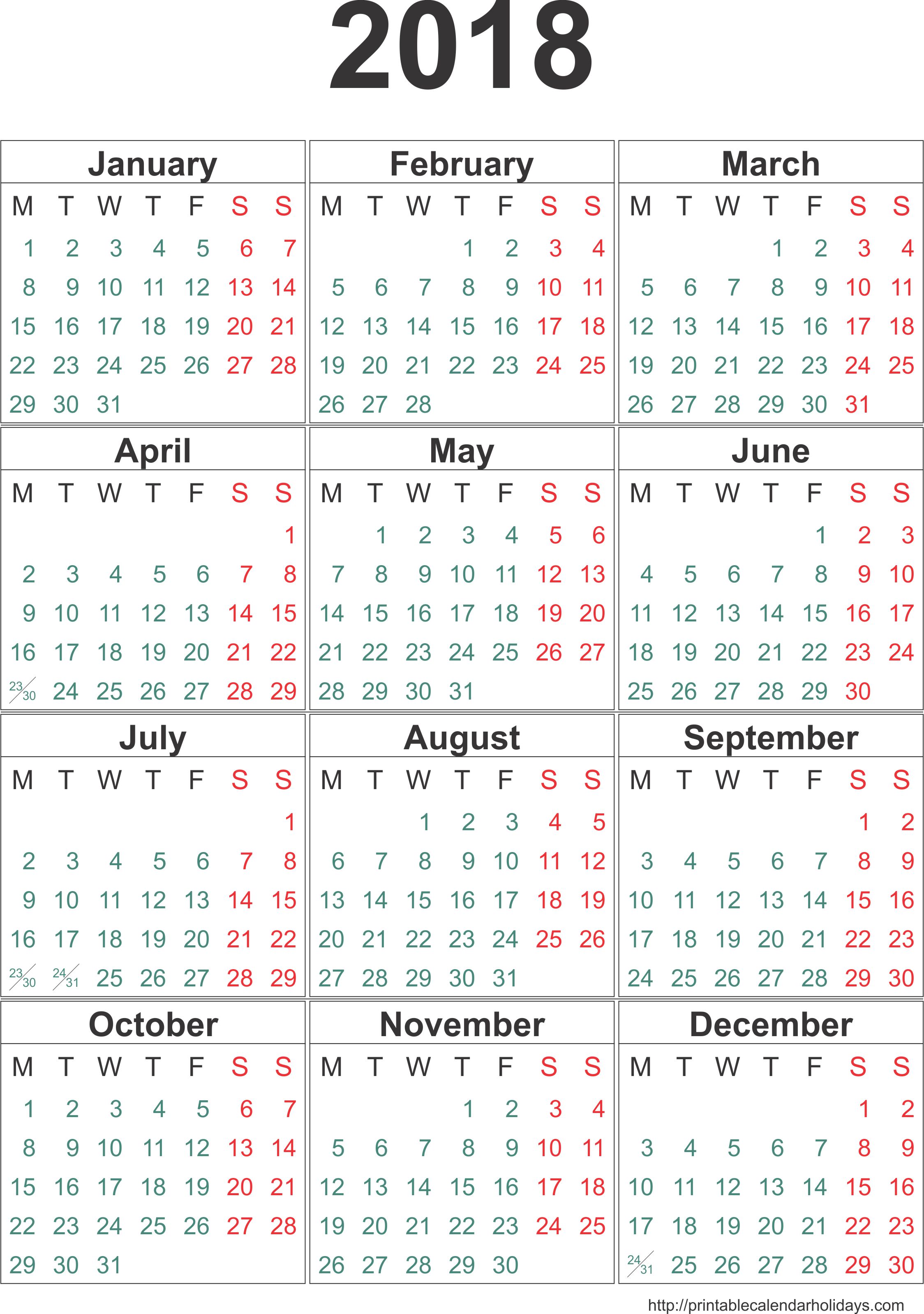 2018 Calendar One Page | yearly calendar template 2018 Calendar One Page | yearly calendar template