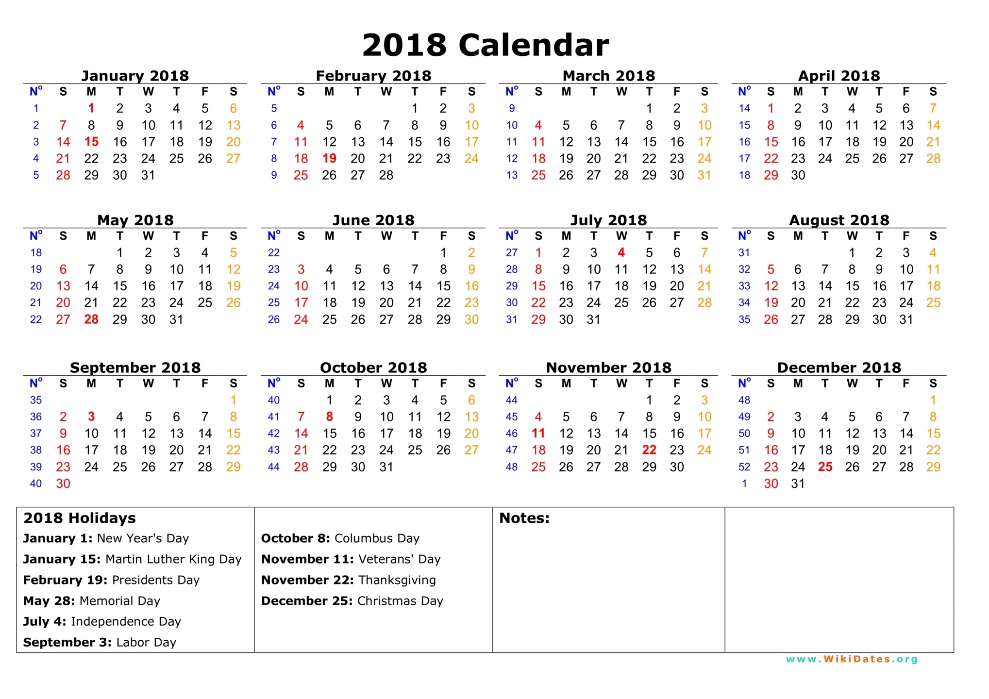 2018 Calendar Pdf | printable calendar templates