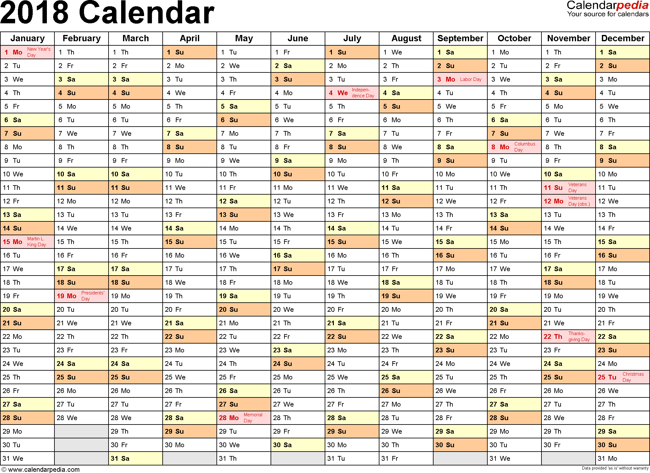 2018 Calendar Planner | yearly calendar template 2018 Calendar Planner | yearly calendar template