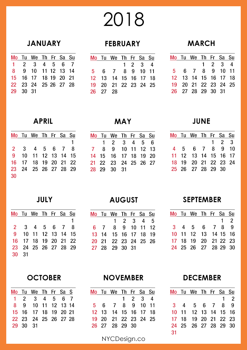 2018 Calendar Printable | printable calendar templates