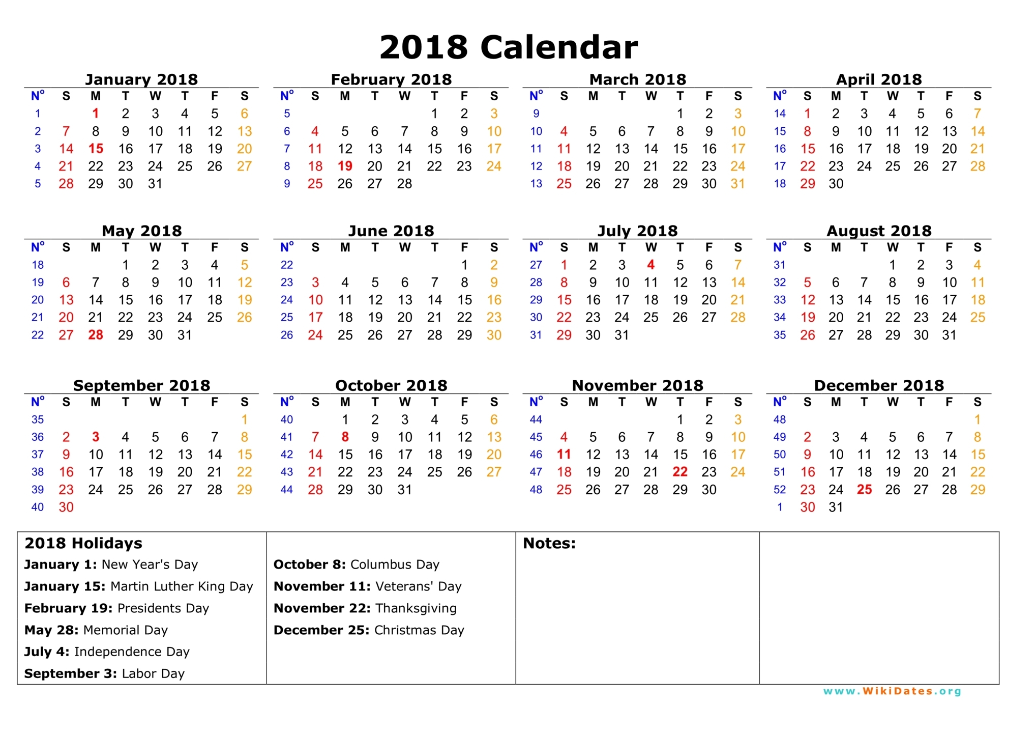 2018 Calendar | WikiDates.org 2018 Calendar | WikiDates.org
