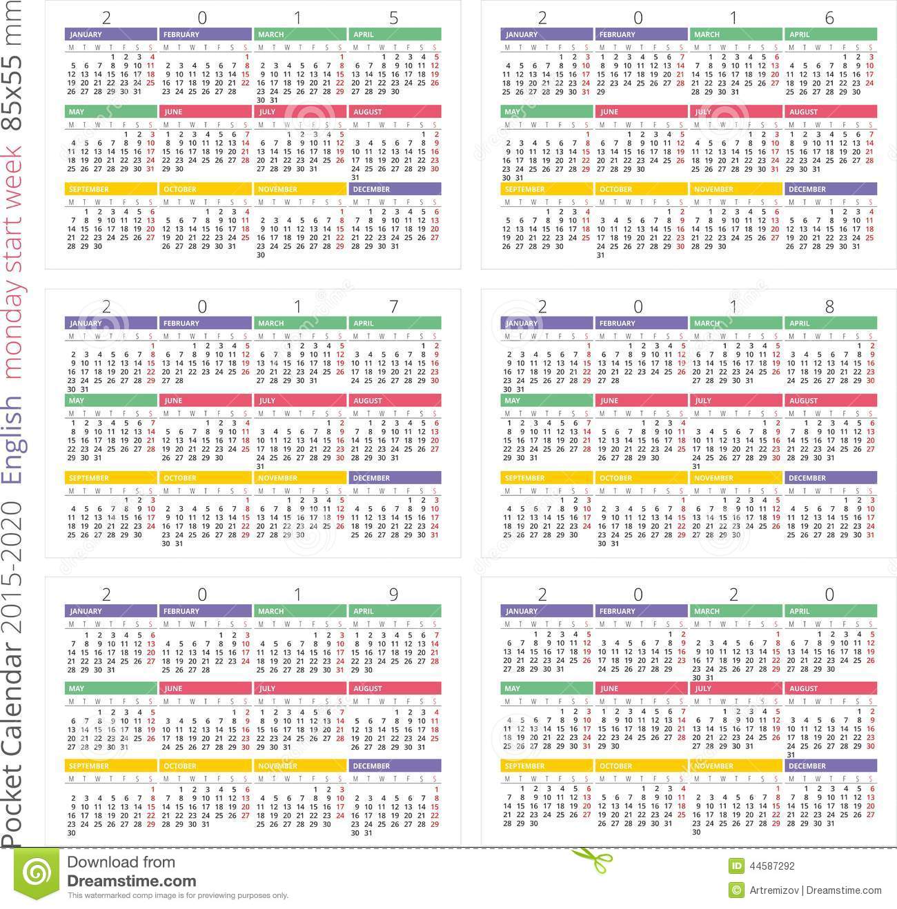 Pocket Calendar Eng. 2015, 2016, 2017, 2018, 2019, 2020 Stock Pocket Calendar Eng. 2015, 2016, 2017, 2018, 2019, 2020 Stock