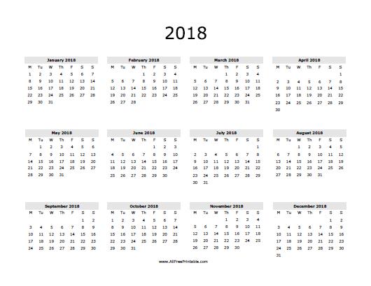 2018 Calendar Printable | yearly calendar template 2018 Calendar Printable | yearly calendar template
