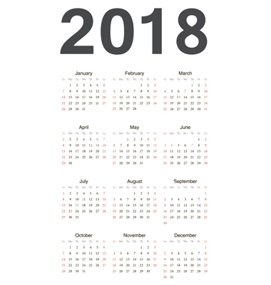 European 2018 year calendar vector by julvil Image #1763854 European 2018 year calendar vector by julvil Image #1763854