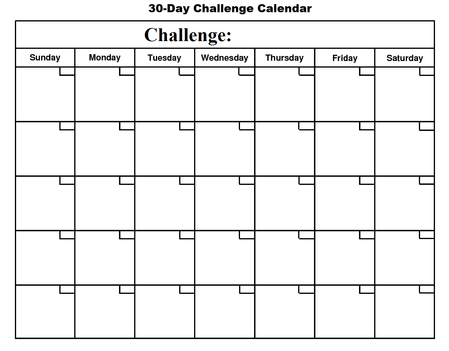 30 Day Chart Template