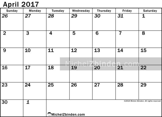 April 2017 Calendar Canada | printable calendar templates