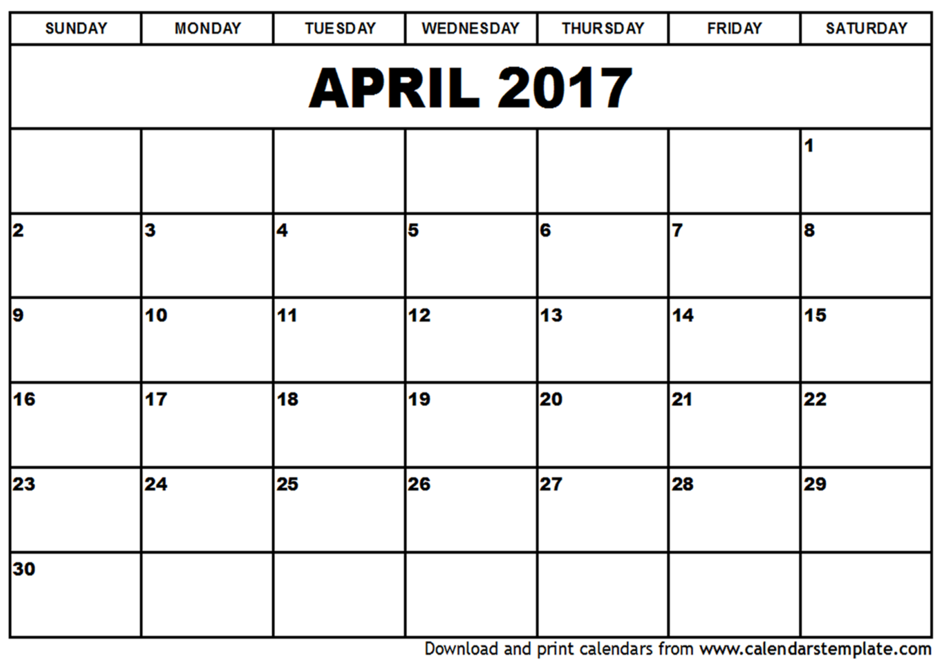 Free April 2017 Calendar (With US Holidays) – Printable Calendar