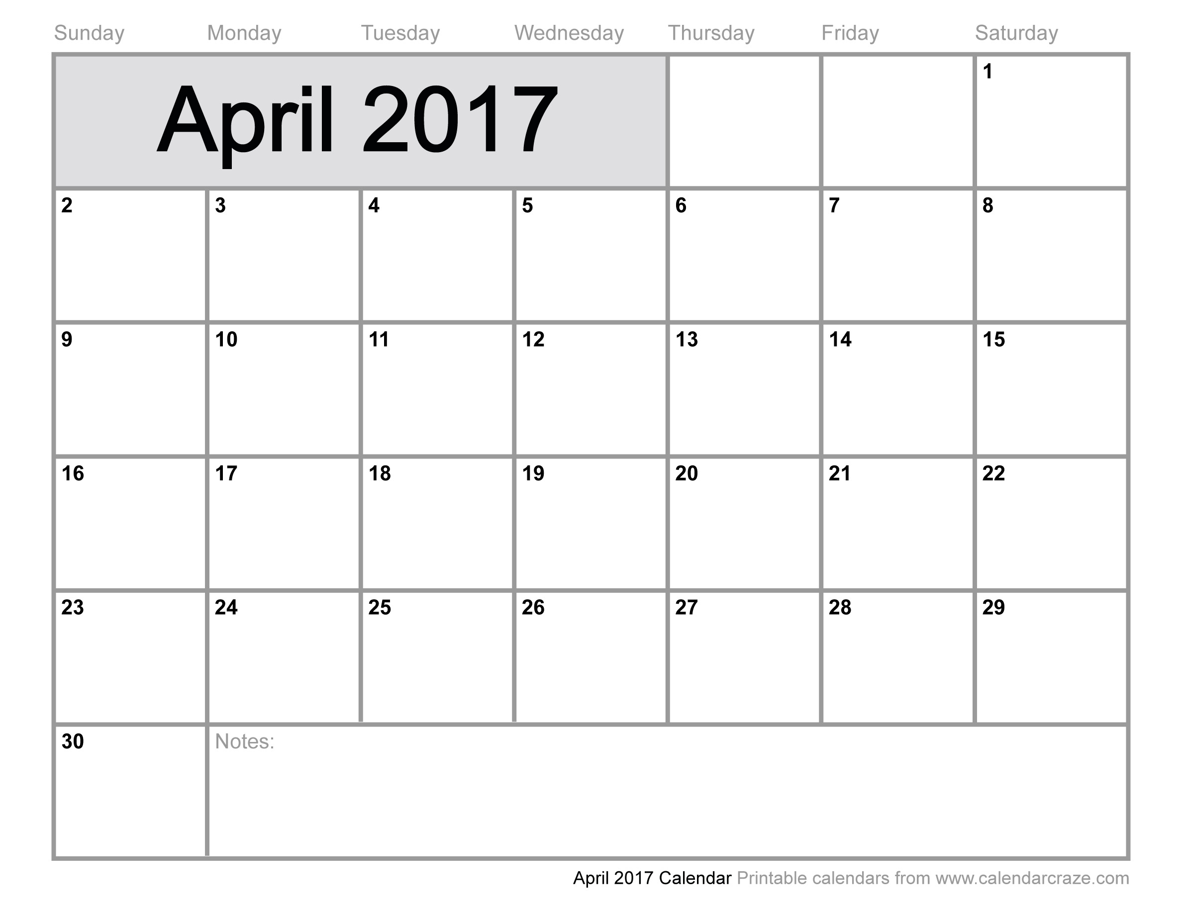 Free April 2017 Calendar (With US Holidays) – Printable Calendar