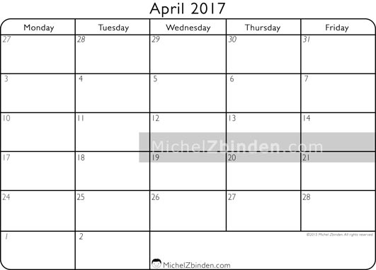 April 2017 Calendar Nz | monthly calendar printable