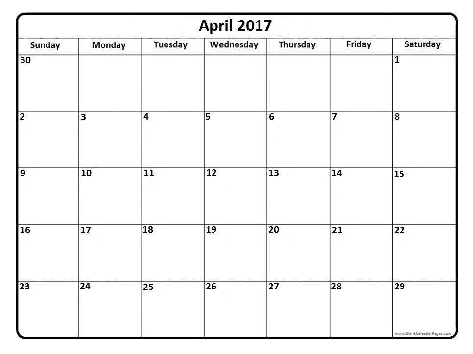 April 2017 Calendar With US Holidays – IsuCheer.com