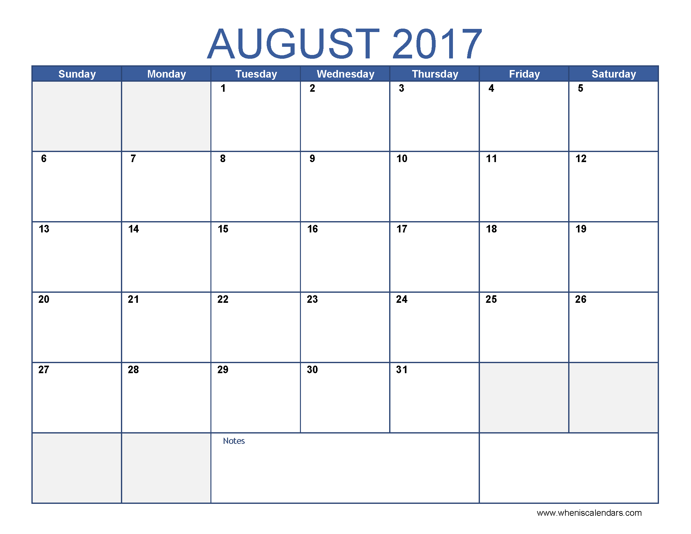 August 2017 Calendar Template | blank calendar printable August 2017 Calendar Template | blank calendar printable