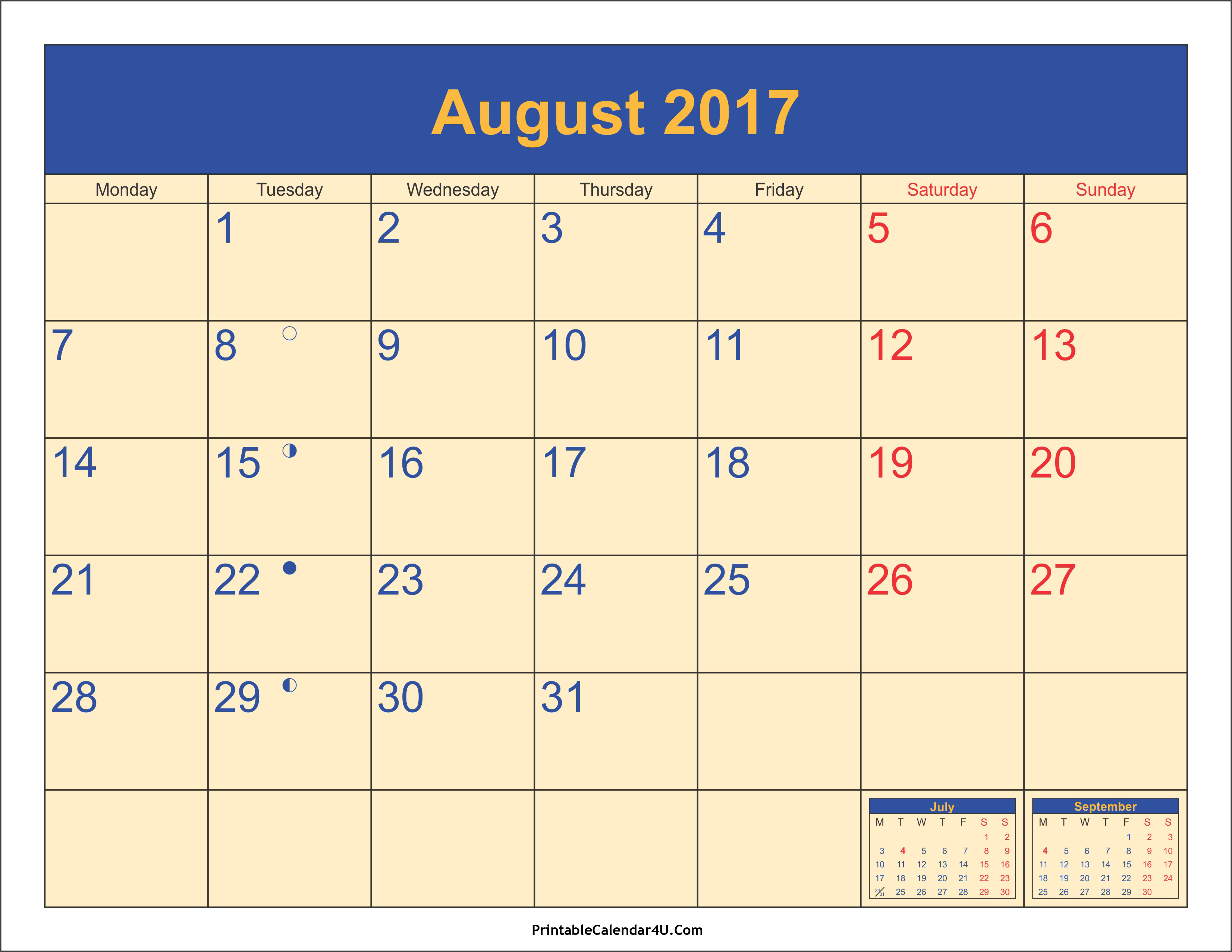 August 2017 Calendar Canada | printable calendar templates