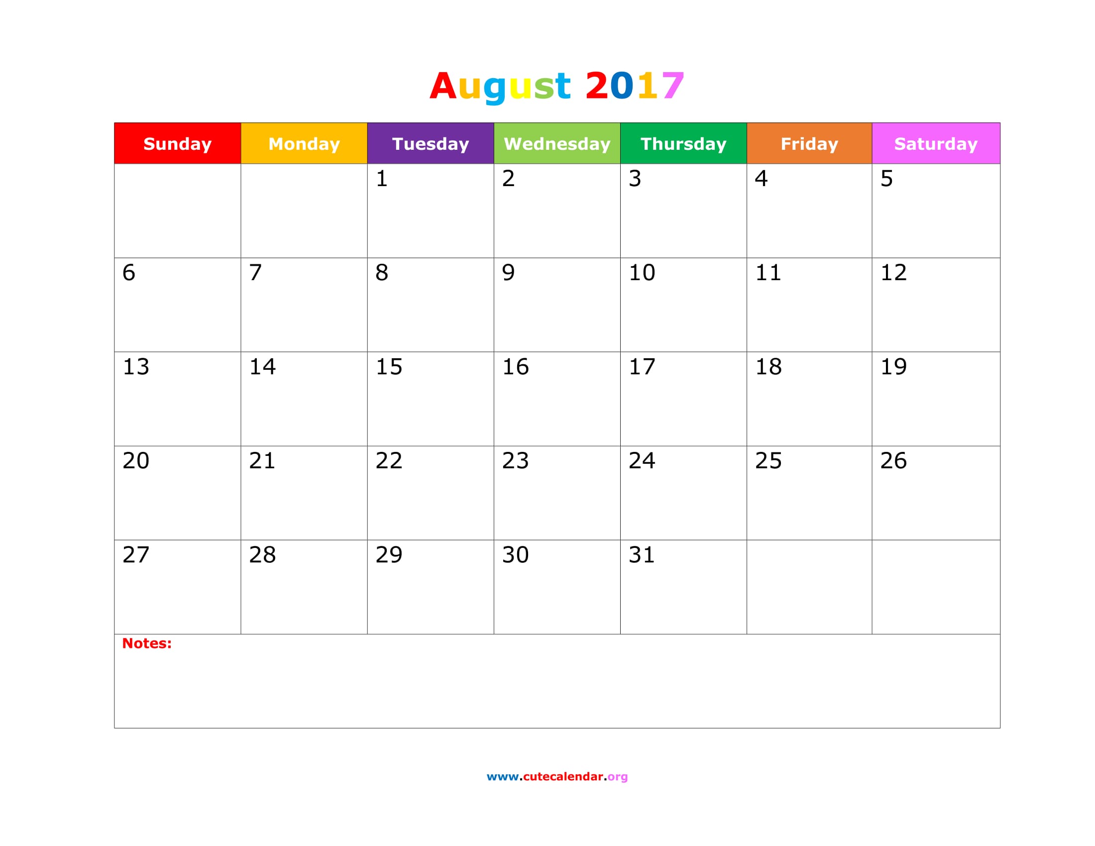 August 2017 Calendar Cute | blank calendar printable August 2017 Calendar Cute | blank calendar printable