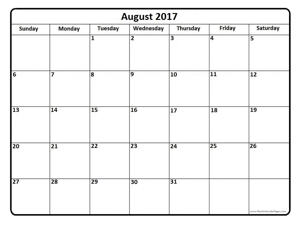 August 2017 Calendar Printable | printable calendar templates
