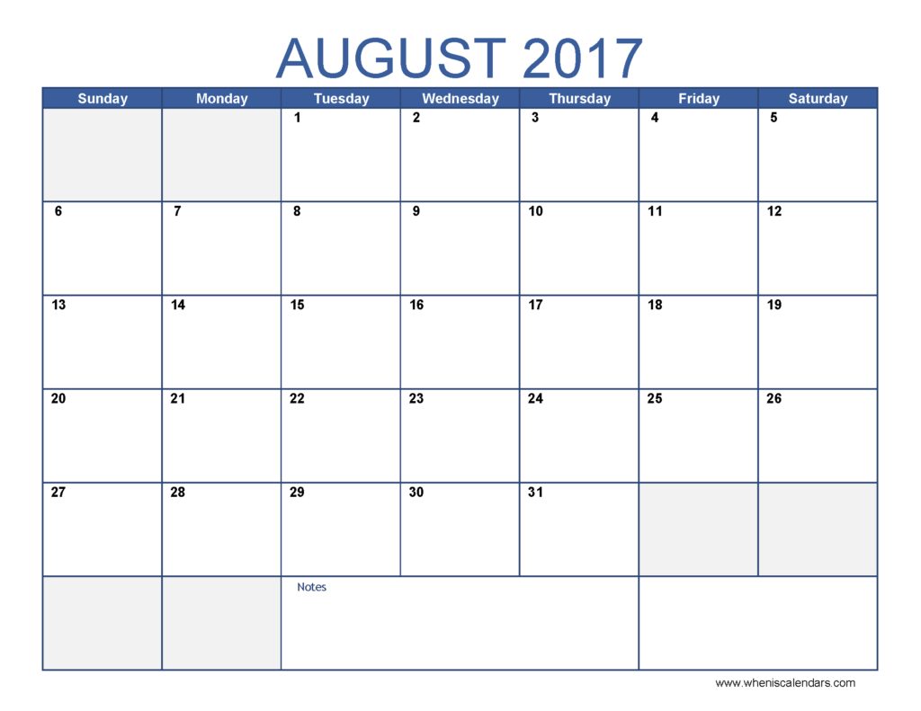 august 2017 calendar printable templates free printable