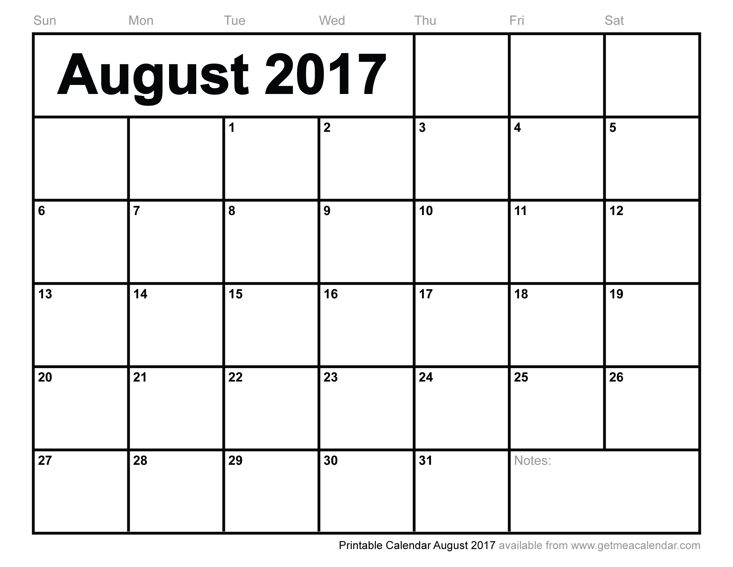 August 2017 Printable CalendarPrintables World | Printables World