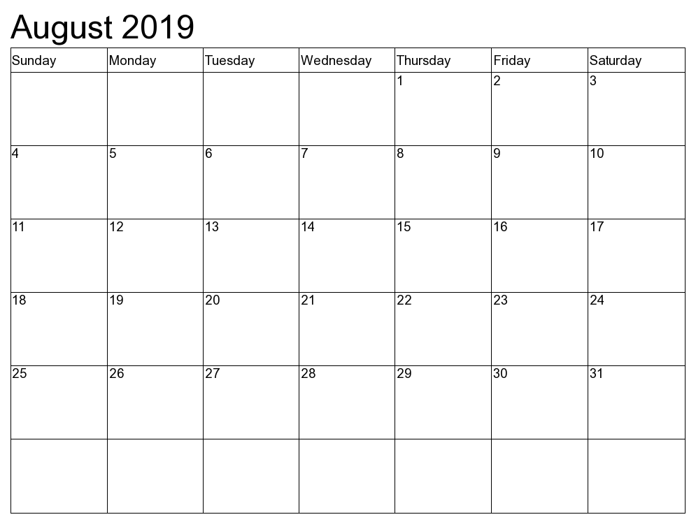August 2019 Printable Calendar « Printable Hub August 2019 Printable Calendar « Printable Hub