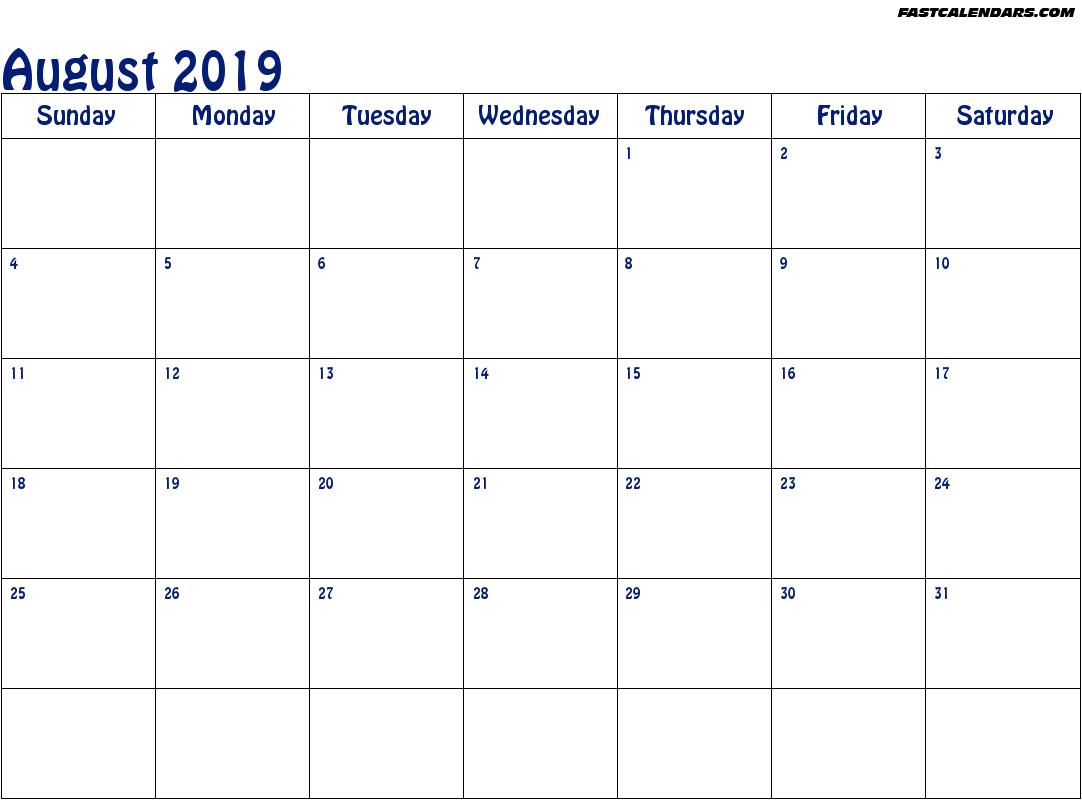 August 2019 Calendar August 2019 Calendar
